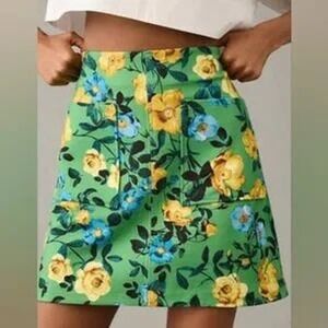 Maeve Anthropologie Marisela Mini Skirt Floral XL Forest Fairy Vacay Tropical